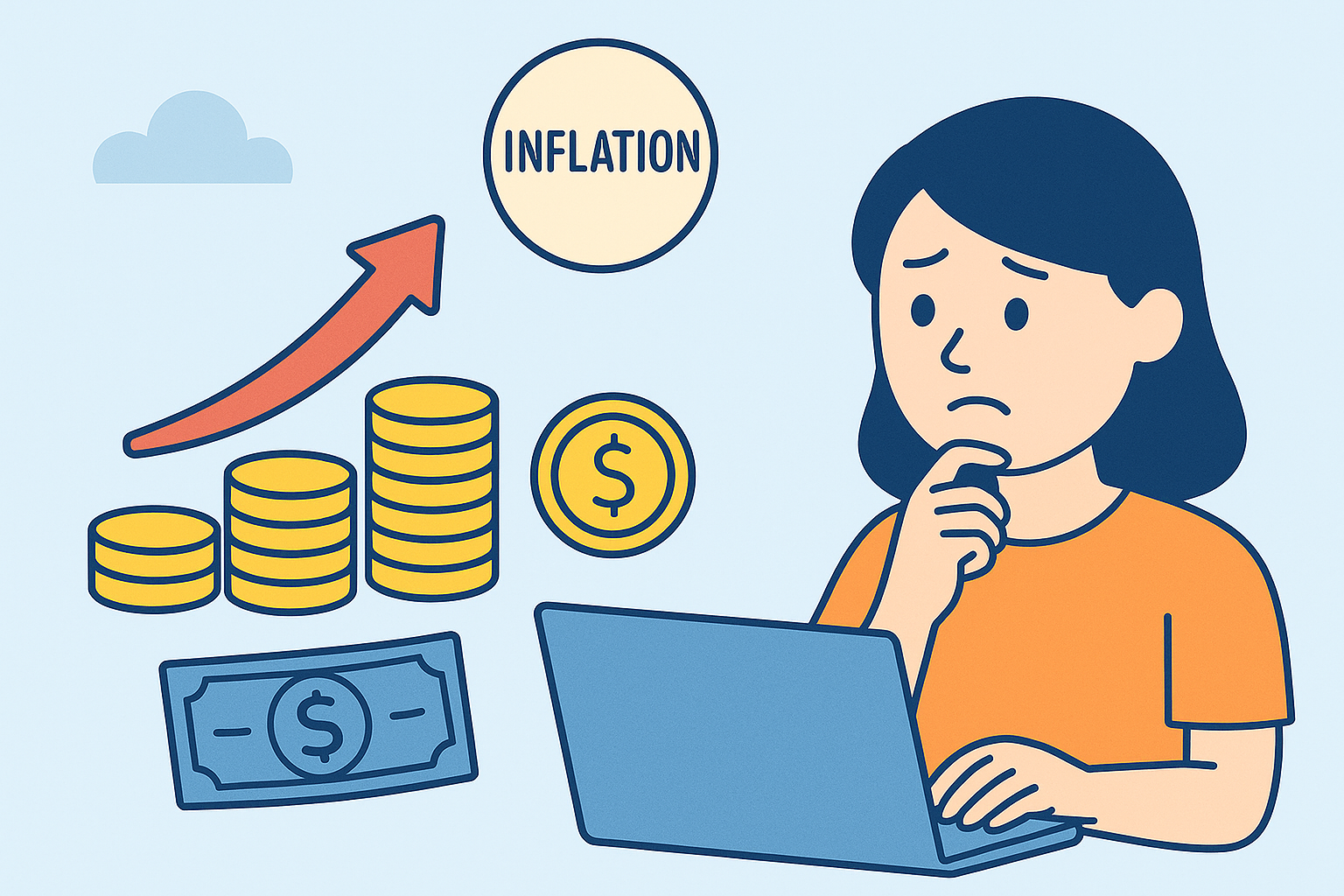 インフレとお金の価値のイメージ