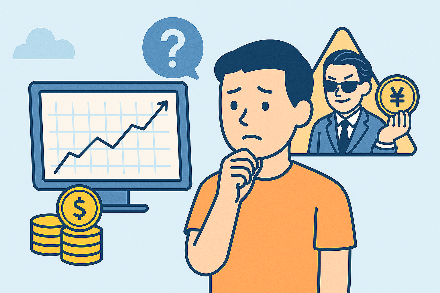 怪しい投資案件に注意するイメージ