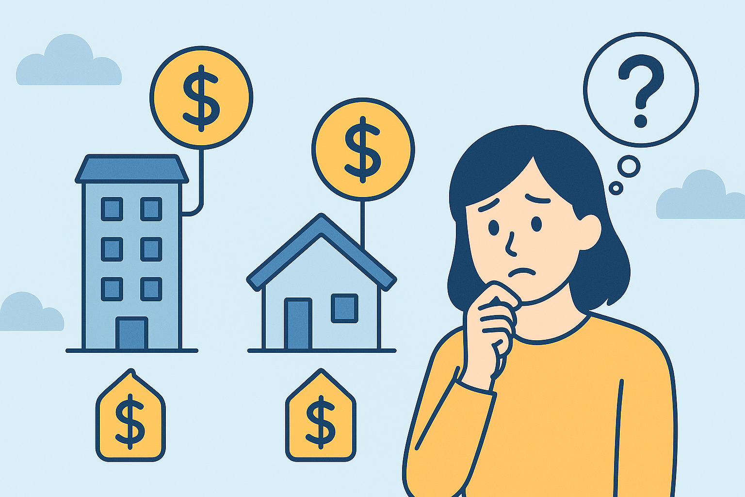 不動産価格に疑問を感じる人のイメージ